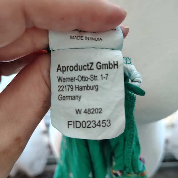 Floral Green Blouse Miltocolor Flutter Sleeves Very Feminine By Creation L - Picture 5 of 6